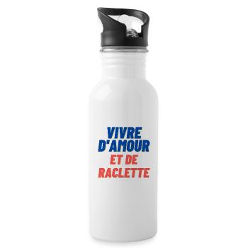 Vivre d'amour et de raclette - humour drôle - Gourde avec paille intégrée - blanc - Droite