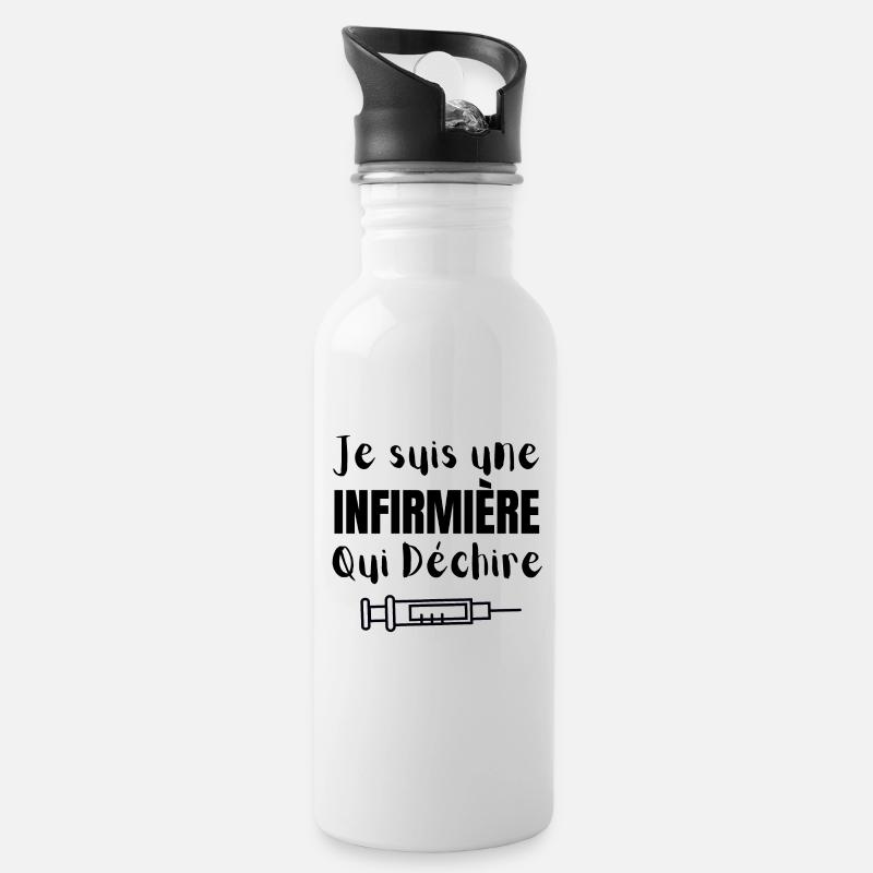 je suis une infirmière qui déchire - Gourde avec paille intégrée - blanc