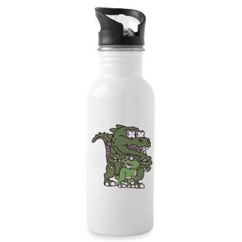 Dinosaurier - Trinkflasche mit integriertem Trinkhalm - Weiß - Rechts