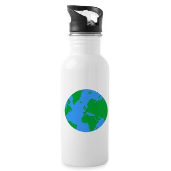 Planet Erde - Trinkflasche mit integriertem Trinkhalm - Weiß - Rechts