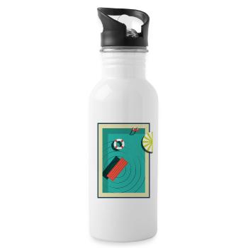 Pool in summer - Water bottle with straw - white - Right