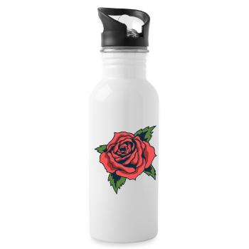 Rose - Trinkflasche mit integriertem Trinkhalm - Weiß - Rechts