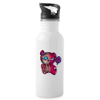 Skull Teddybär Skelett Halloween Geschenkidee - Trinkflasche mit integriertem Trinkhalm - Weiß - Rechts