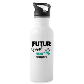 Futur grand père veuillez patienter - Gourde avec paille intégrée - blanc - Droite