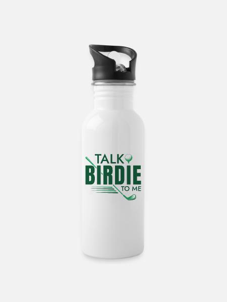 Sprechen Sie Birdie mit mir - Trinkflasche mit integriertem Trinkhalm - Weiß