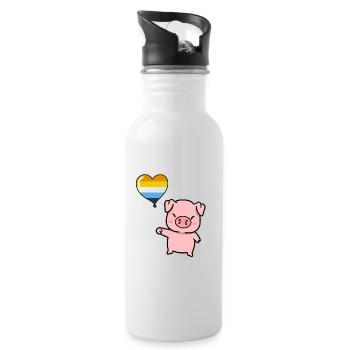Pig Heart Balloon Aroace Pride - Water bottle with straw - white - Right