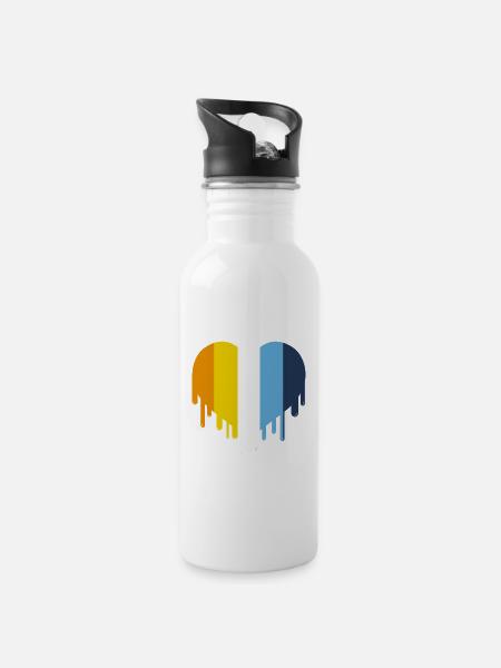 Tropfend Heart Aroace Pride - Trinkflasche mit integriertem Trinkhalm - Weiß