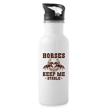 Horses Keep Me Stable - Water bottle with straw - white - Right