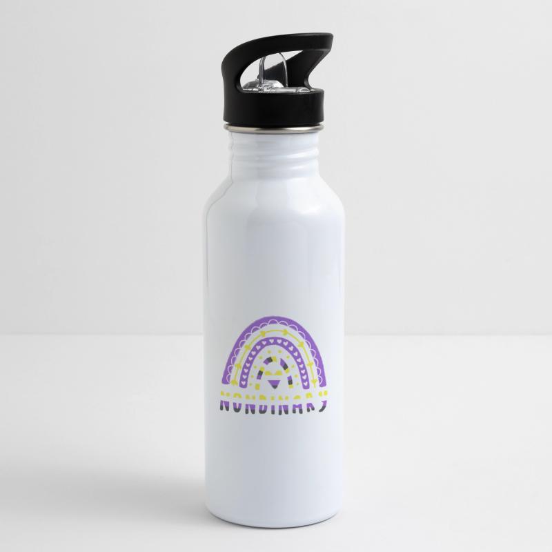 Nonbinary Pride Nonbinary Rainbow Water bottle with straw