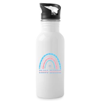 Boho Rainbow Happy Pride Month Transgender - Water bottle with straw - white - Right