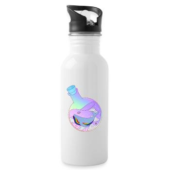 Regenbogenwal im Trank LGBT Pride Month - Trinkflasche mit integriertem Trinkhalm - Weiß - Rechts