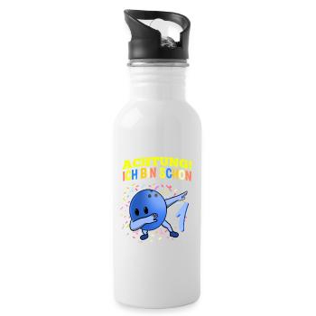 Achtung Ich Bin Schon 1 Geburtstag Bowlingkugel - Trinkflasche mit integriertem Trinkhalm - Weiß - Rechts