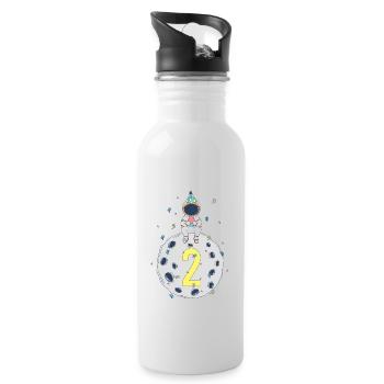 2nd Birthday Space Birthday Party - Water bottle with straw - white - Right