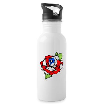 Porto Rico Fleur Rose Drapeau Portoricain - Gourde avec paille intégrée - blanc - Droite