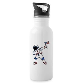 Dabbing American Astronaut July 4 - Water bottle with straw - white - Right