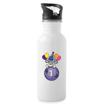 1 Jahre alt Weltraum Geburtstag 1. Geburtstag - Trinkflasche mit integriertem Trinkhalm - Weiß - Rechts