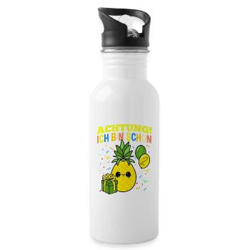 Achtung Ich Bin Schon 2 Geburtstag Ananas - Trinkflasche mit integriertem Trinkhalm - Weiß - Rechts
