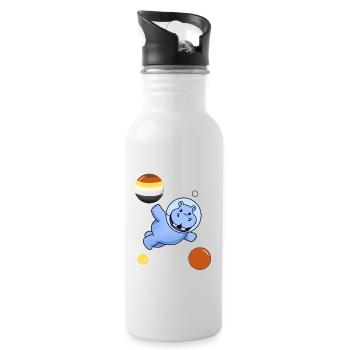 Nilpferd Astronaut Gay Bear Pride - Trinkflasche mit integriertem Trinkhalm - Weiß - Rechts