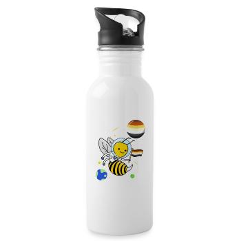 Wespe Astronaut Gay Bear Pride - Trinkflasche mit integriertem Trinkhalm - Weiß - Rechts