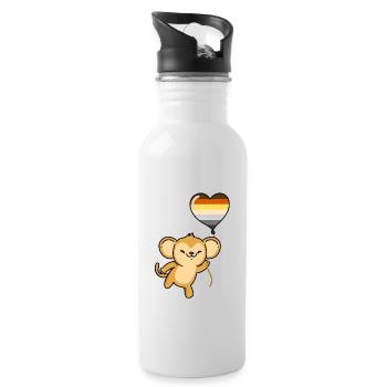 Affe Herzballon Gay Bear - Trinkflasche mit integriertem Trinkhalm - Weiß - Rechts