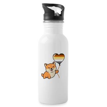 Shiba Inu Gay Bear Pride Balloon - Water bottle with straw - white - Right
