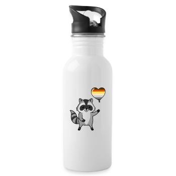 Waschbär Herzballon Gay Bear - Trinkflasche mit integriertem Trinkhalm - Weiß - Rechts