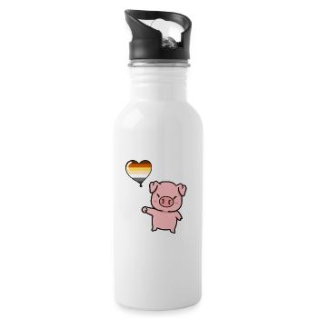Schwein Herzballon Gay Bear Pride - Trinkflasche mit integriertem Trinkhalm - Weiß - Rechts