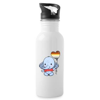 Elefant Herzballon Gay Bear Pride - Trinkflasche mit integriertem Trinkhalm - Weiß - Rechts