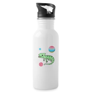Caméléon Astronaute Genderflux Pride - Gourde avec paille intégrée - blanc - Droite