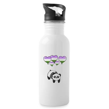 Panda Genderqueer Pride - Gourde avec paille intégrée - blanc - Droite