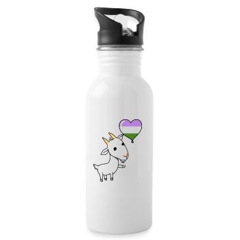 Ziege Herzballon Genderqueer Pride - Trinkflasche mit integriertem Trinkhalm - Weiß - Rechts