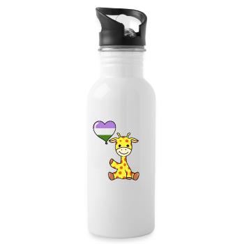 Girafe avec ballon de fierté Genderqueer - Gourde avec paille intégrée - blanc - Droite