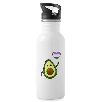 Avocat avec ballon de fierté Genderqueer - Gourde avec paille intégrée - blanc - Droite