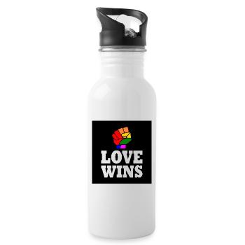 Love wins - Water bottle with straw - white - Right