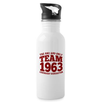 Team/Jahrgang/Generation 1963, 60. Geburtstag 2023 - Trinkflasche mit integriertem Trinkhalm - Weiß - Rechts