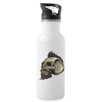 Totenkopf Bart - Trinkflasche mit integriertem Trinkhalm - Weiß - Rechts