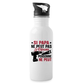 Si papa ne peut pas le réparer personne ne peut - Gourde avec paille intégrée - blanc - Droite