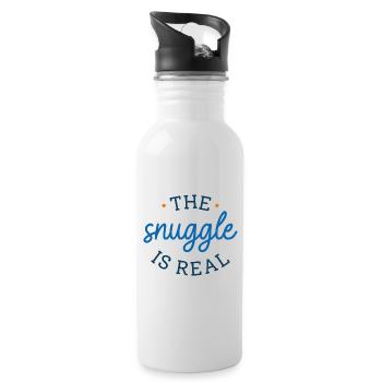 Das Kuscheln ist echt - Trinkflasche mit integriertem Trinkhalm - Weiß - Rechts