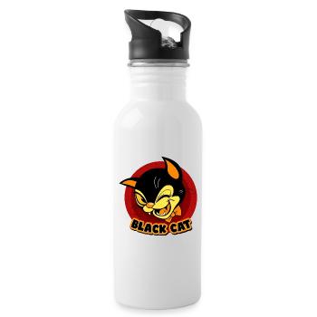 Smart Black Cat - Water bottle with straw - white - Right