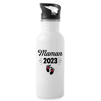 Grossesse Femme Enceinte - Future Maman 2023 - Gourde avec paille intégrée - blanc - Droite
