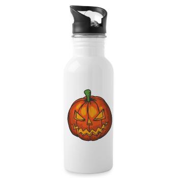 Citrouille d’Halloween dangereuse - Gourde avec paille intégrée - blanc - Droite