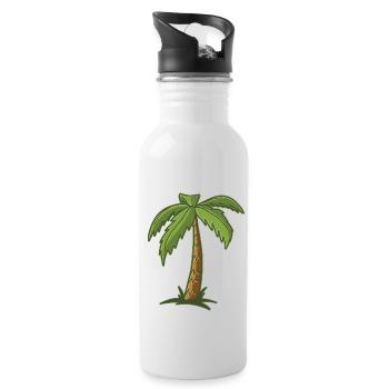 Palm tree - Water bottle with straw - white - Right