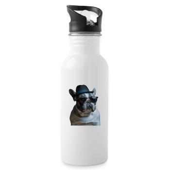 Mignon tyran de style mafia français bouledogue - Gourde avec paille intégrée - blanc - Droite