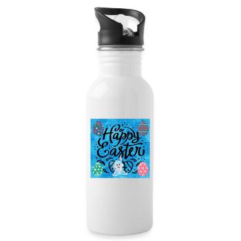 Happy holidays. Christmas. - Water bottle with straw - white - Right
