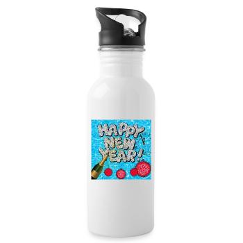 Happy new year - Water bottle with straw - white - Right