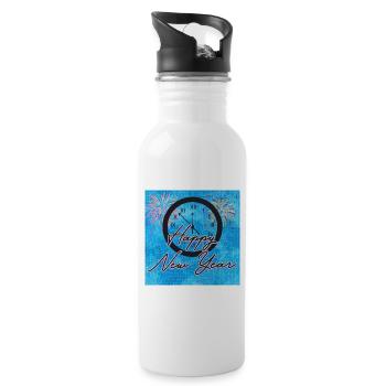 Happy new year - Water bottle with straw - white - Right