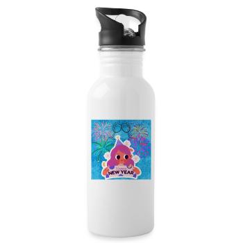 Happy new year - Water bottle with straw - white - Right