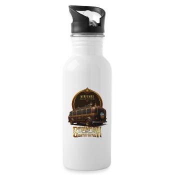 STEAMPUNK CLASSIC CAR VINTAGE RETRO MINIVANS - Water bottle with straw - white - Right