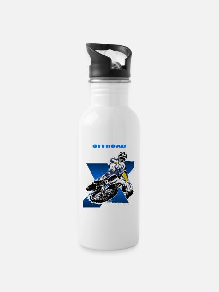 Enduro Offroad - Trinkflasche mit integriertem Trinkhalm - Weiß