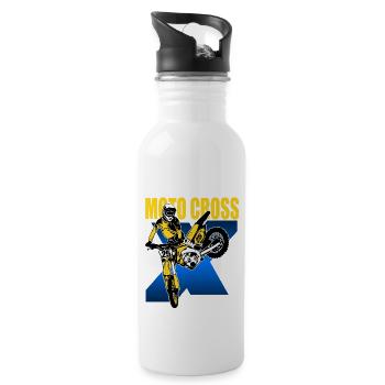 Moto Cross - Motocross - Supercross - MX - SX - Trinkflasche mit integriertem Trinkhalm - Weiß - Rechts